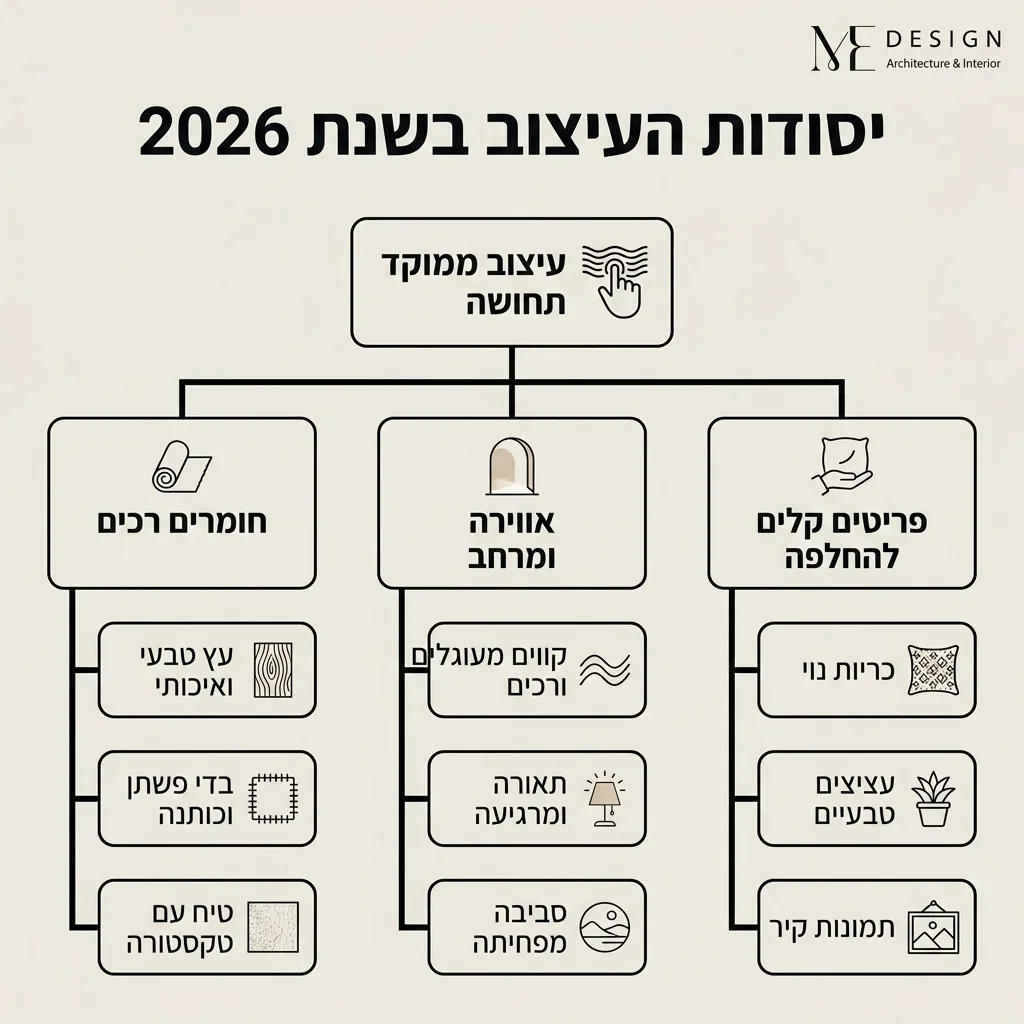 אינפוגרפיקה — יסודות העיצוב בשנת 2026: עיצוב ממוקד תחושה